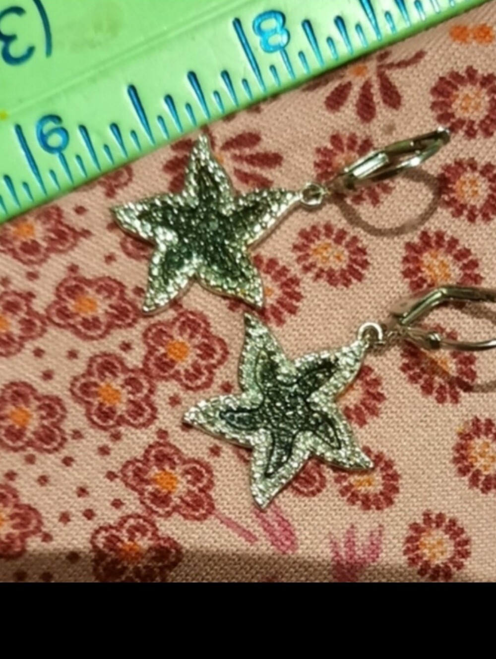 Genuine Black Diamond Solid Sterling Silver Starfish Dangle Earrings